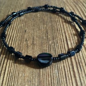Ladies Black Beaded Necklace,  Handmade Ladies Necklace,  Black Ladies Necklace